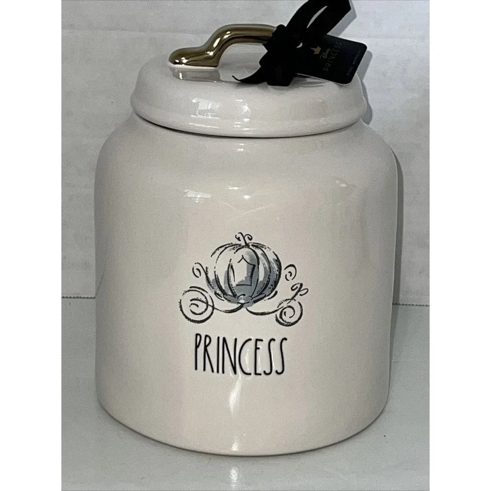 Disney Princess Rae Dunn Cinderella Pumpkin Carriage Gold Slipper Canister NEW